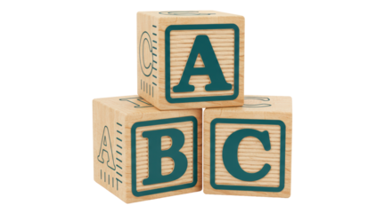 Isolated Stack of Wooden Alphabet Blocks for Children