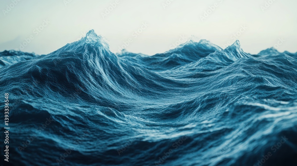 Poster 3d blue waves with a layered effect, creating a sense of depth and movement