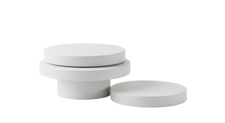 Isolated White Round Display Stands