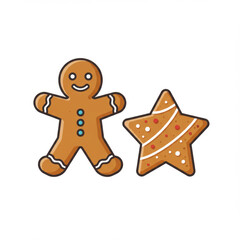 Gingerbread man and star cookies in festive style  