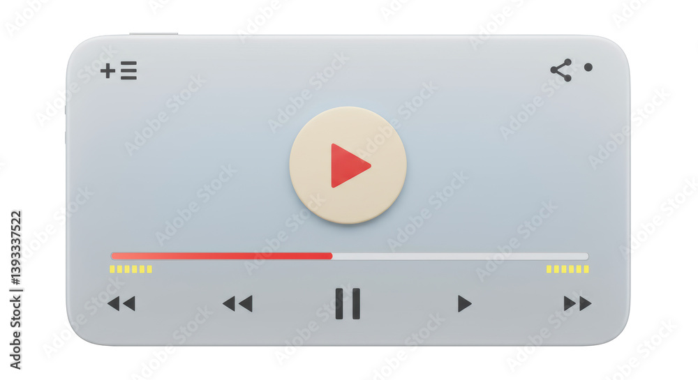 Poster isolated digital video player interface with play button