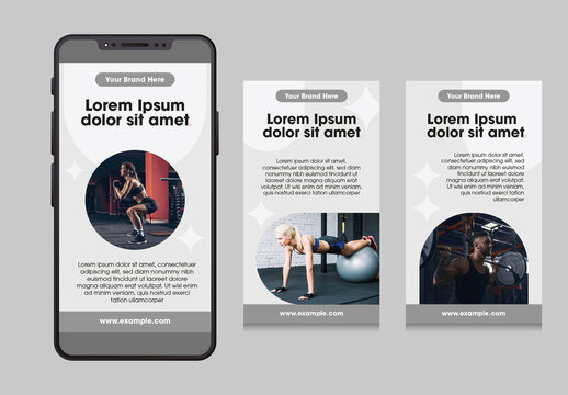 Gray Dynamic Fitness Workout Social Media Layout 