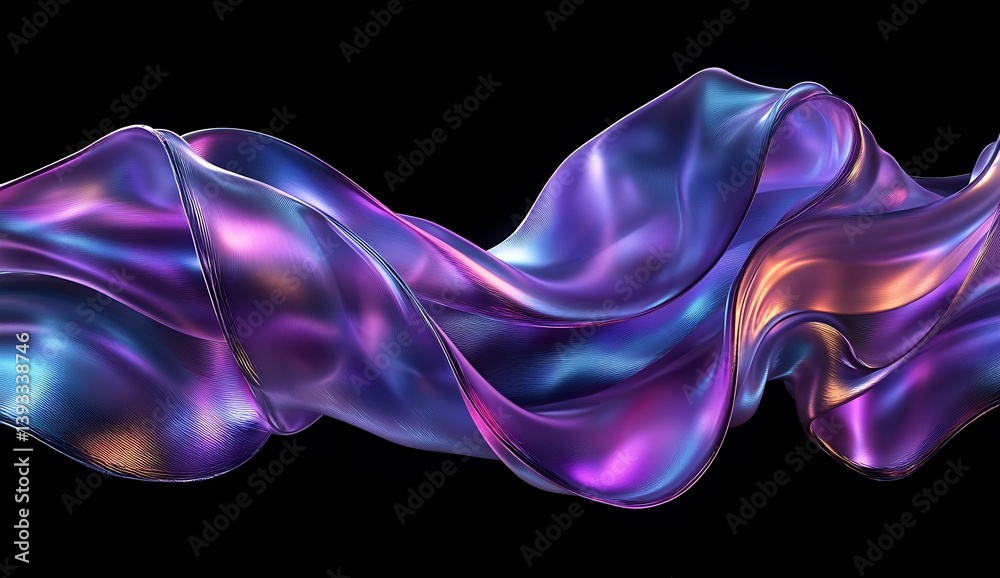 Poster Shimmering Colorful Fabric Waves Creating a Mesmerizing Abstract Artwork : Generative AI
