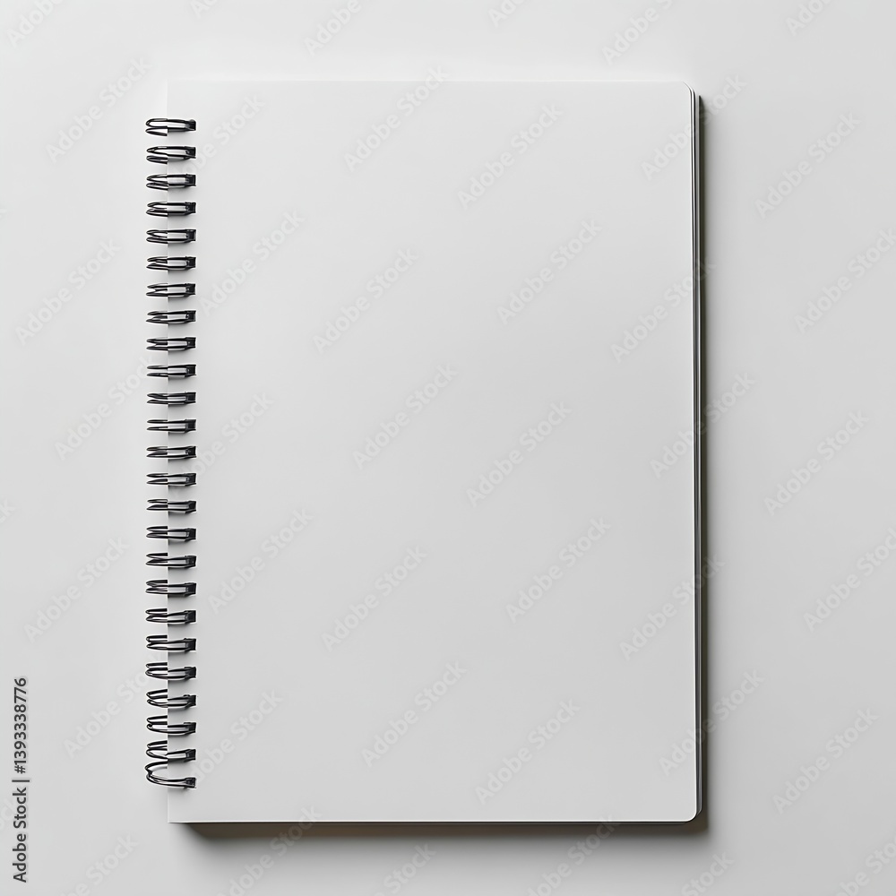 Aufkleber blank white spiral notebook mockup for creative writing and journaling minimalist stationery photogr