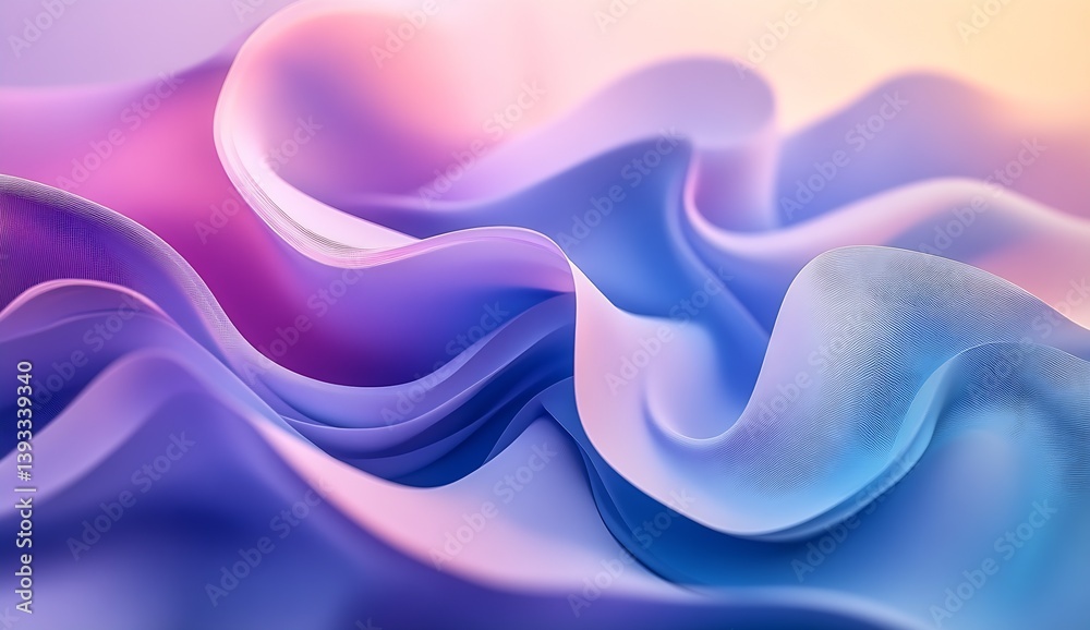 Poster soft flowing silk fabric in beautiful hues of purple and blue creating a serene and elegant backgrou