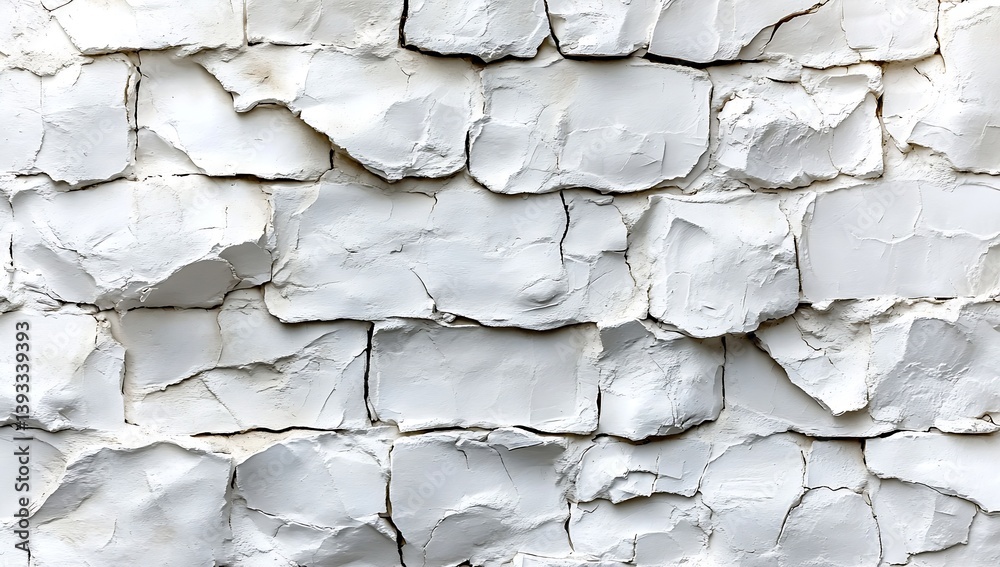 Poster White Stone Wall Texture Background with Rough Surface and Irregular Blocks for Architectural and Design Projects : Generative AI