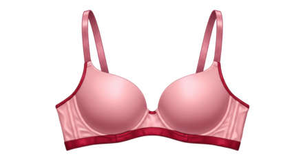 Isolated Pink Bra with Red Trim