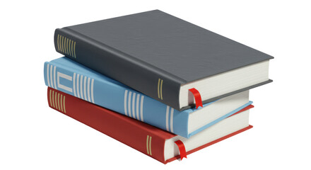 Isolated Stack of Books with Bookmarks