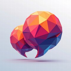Vibrant geometric speech bubbles in a modern style, perfect for representing communication, conversation, and social interaction in digital or marketing contexts.