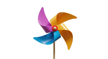 Isolated Colorful Pinwheel Toy Windmill Garden Decoration