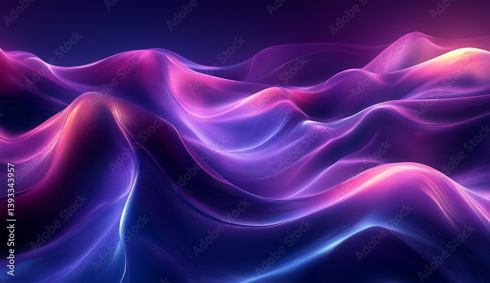 Poster breathtaking digital waves in radiant pink and blue colors flowing seamlessly across the frame : gen