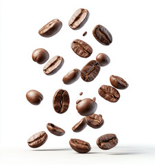 Naklejka premium Falling Coffee Beans - A Stunning Visual