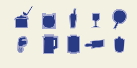 A collection of vibrant kitchen-themed stickers featuring essential cooking items.