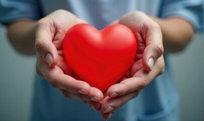 A caring gesture, showcasing a pair of hands holding a red heart, symbolizing love, compassion, and support in healthcare and wellness contexts.