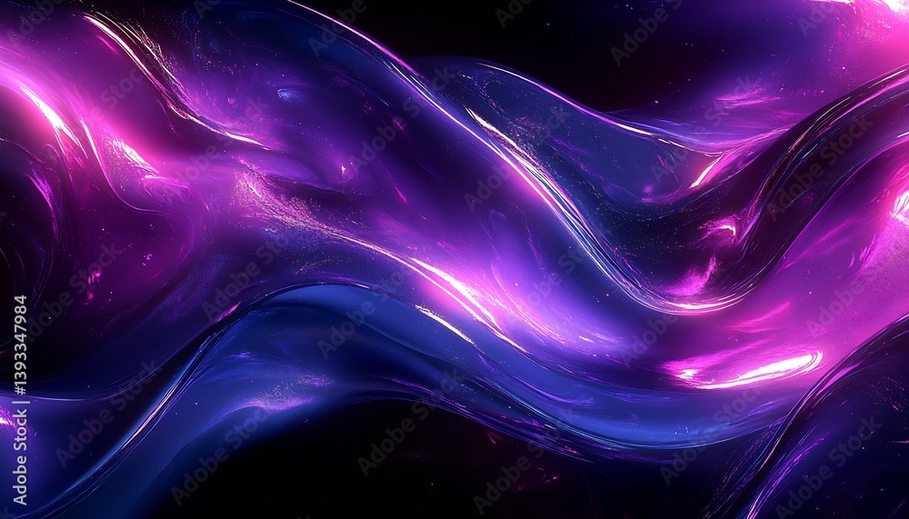 Aufkleber mesmerizing fluid waves in deep blue and vibrant pink with rich texture and sparkle effects : genera