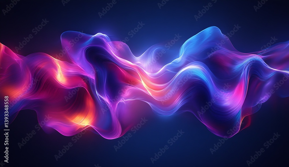 Poster Dynamic and mesmerizing colorful waves flowing in a vibrant digital realm : Generative AI