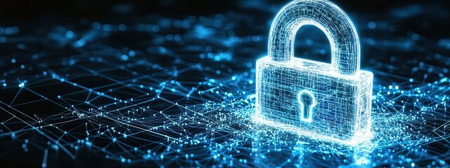 cyber data digital lock network privacy technology safety protect background. information cyber data digital safe shield padlock computer internet 3D concept tech online icon system business password