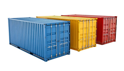 Shipping cargo containers for logistics freight and industrial transport on a transparent background
