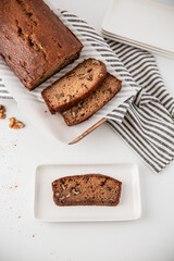 Homemade Apple Walnut Bread on White Kitchen Counter