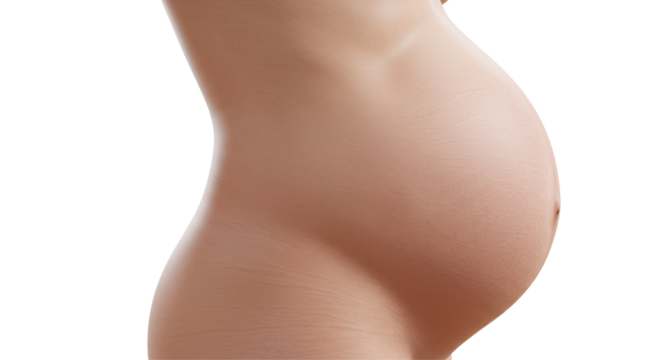 Isolated Profile View of a Pregnant Woman's Belly