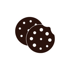 Chocolate Chip Cookies Silhouette Vector Icon on White background