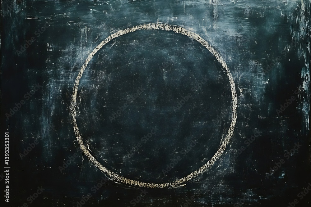 Poster Abstract Dark Blue Chalkboard Background with White Circle Empty Grunge Texture for Design Element : Generative AI
