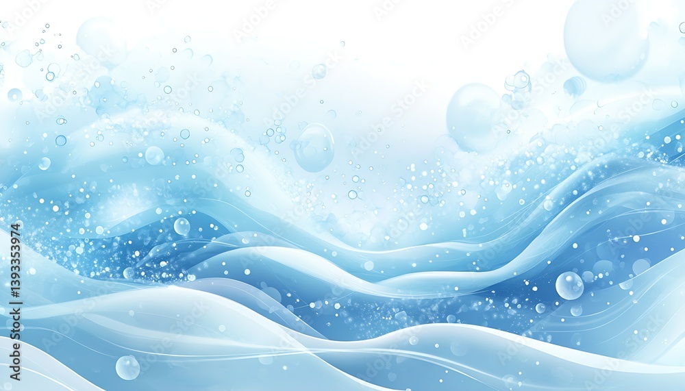 Fototapete Dynamic water splashes with soft curves and intricate bubbles in a mesmerizing blue backdrop : Generative AI