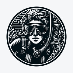 Skydiving Woman Vector Logo Design, Woman Skydiving Adventure Logo, Female Skydiver Logo Design