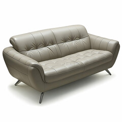 Obraz premium Modern light gray leather sofa, studio shot