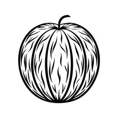 Apple Line Art Black and White Detailed Silhouette of Fruit with Intricate Interior Lines