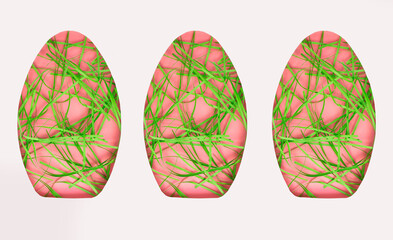 Colorful Easter eggs decorated with vibrant grass patterns ready for celebration and enjoyment during the spring holiday season