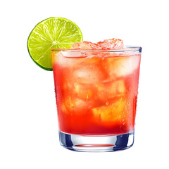 Glass of Sriracha Margarita Isolated on Transparent Background