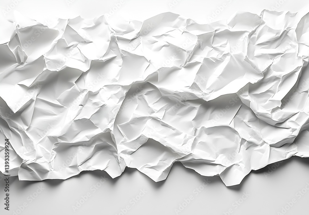 Leinwandbilder Abstract Crumpled White Paper Texture Detailed Macro Shot for Backgrounds and Creative Design Projects Material : Generative AI