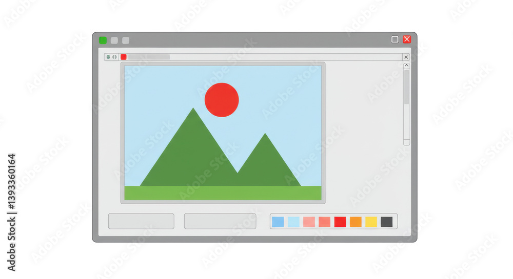Poster isolated computer window displaying abstract landscape painting