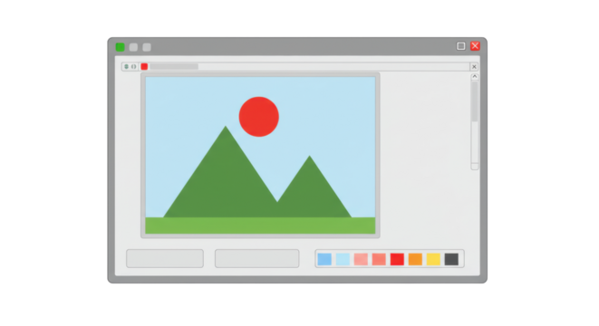 Isolated Computer Window Displaying Abstract Landscape Painting