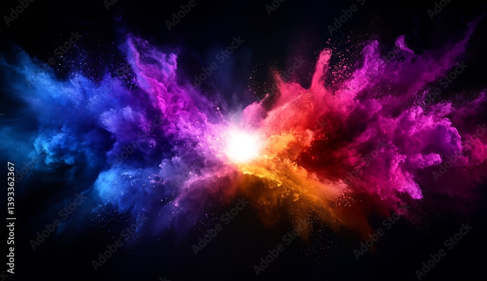 Poster Vibrant Cosmic Explosion of Colorful Dust Creating a Stunning Visual Effect in Space : Generative AI