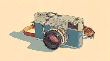 Fototapeta premium A film camera containing a partially used roll of film, used for traditional, non-digital photography. 