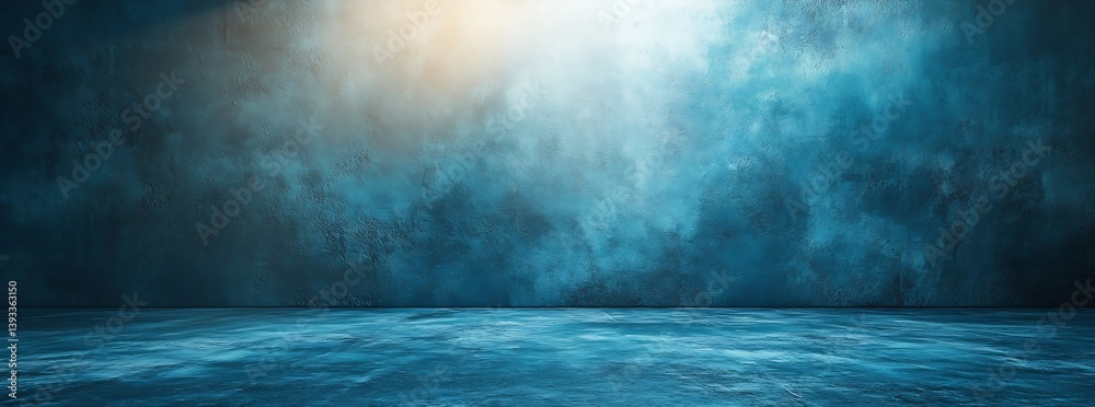 Poster abstract blue grunge wall and floor backdrop with spotlight perfect for product photography or digit