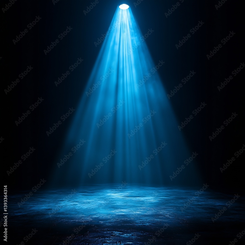 Poster dramatic blue spotlight shining on dark stage floor abstract background texture and atmospheric mood