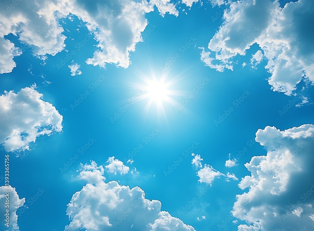 Aufkleber vibrant blue sky illuminated by the sun and framed by soft white clouds for a refreshing view : gene