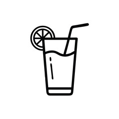 Minimalist Line Art Illustration Of Lemonade Drink With Straw And Lemon Slice