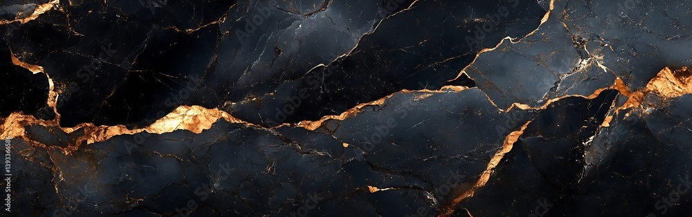 Poster luxury black marble texture with golden veins abstract background for elegant interior design and de
