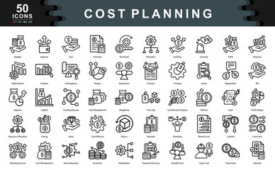 Cost Planning icon collection set. Simple line vector illustration.