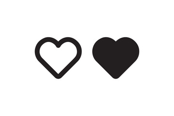 Heart icons in outline and solid style Vector