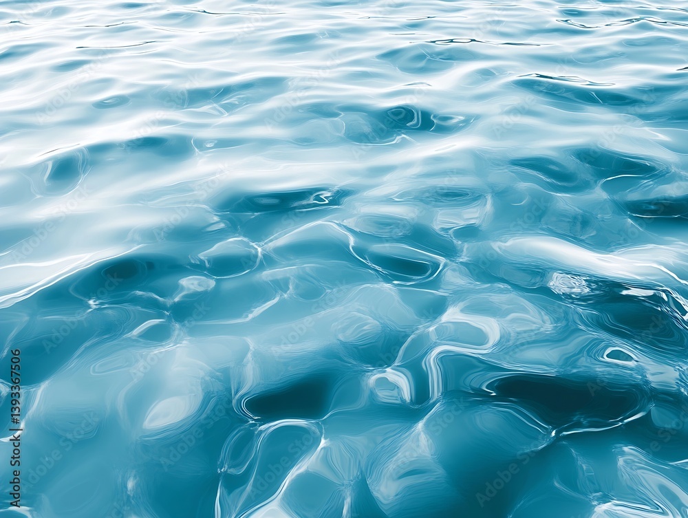 Poster Mesmerizing Abstract Water Surface Texture with Blue Tones Aquatic Background and Reflective Light Patterns for Serenity : Generative AI
