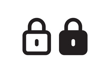 Padlock icons in outline and solid style Vector