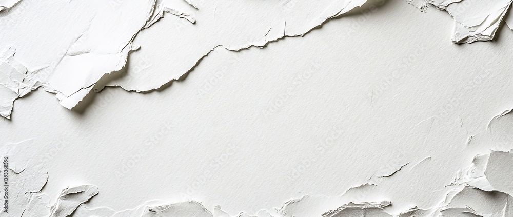 Poster textured white paper background with torn edges and natural fiber for creative projects : generative