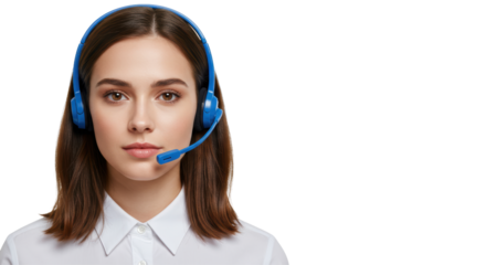 Isolated Female Customer Service Representative with Headset for Support