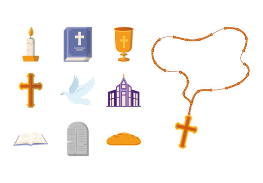 Purple And Yellow Religious Church Faith Symbol Illustration Set