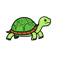 Cartoon turtle illustration cute reptile green shell animal drawing vector art on transparent background